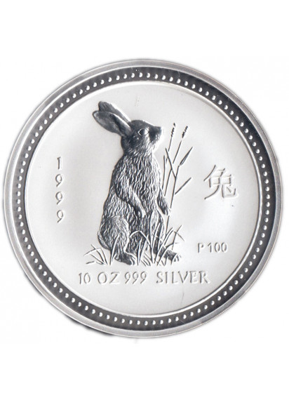 1999 AUSTRALIA 10 Dollari Anno Del Coniglio Argento 10 Once